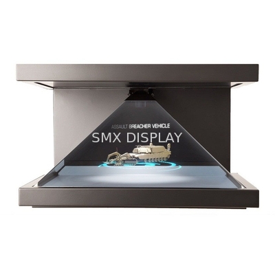 3 vetrina di Holo della piramide dell'ologramma di vista laterale 3D con luce principale regolabile